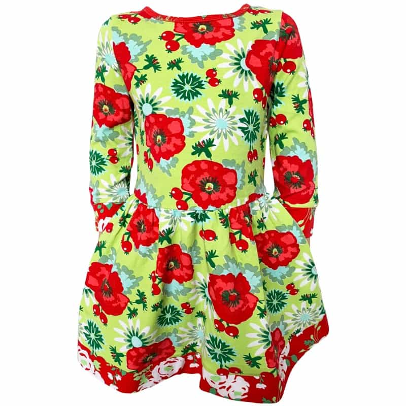 Annloren Girls Boutique Holiday Christmas Floral Cotton Winter Dress