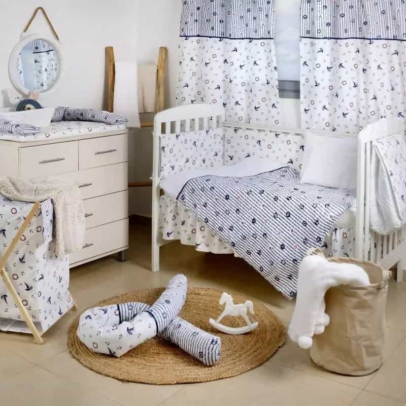 Blue Sail Away Nautical 3 Piece Crib Bedding Set For Boys