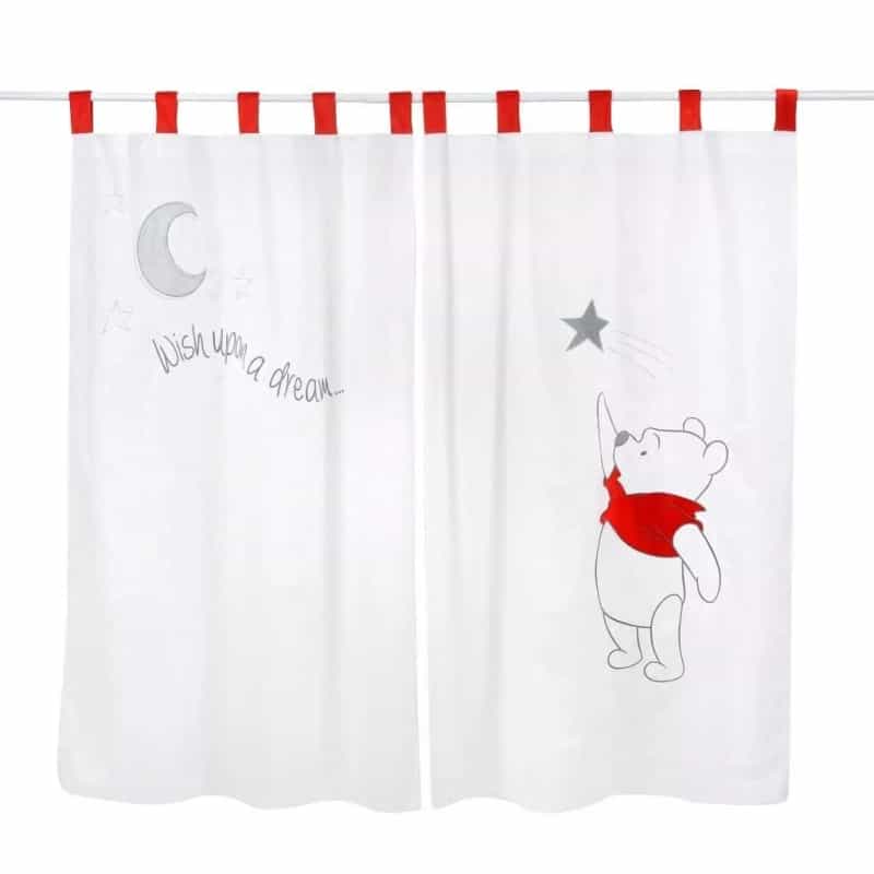 Gray Winnie The Pooh Sleeping Baby 2 Curtains