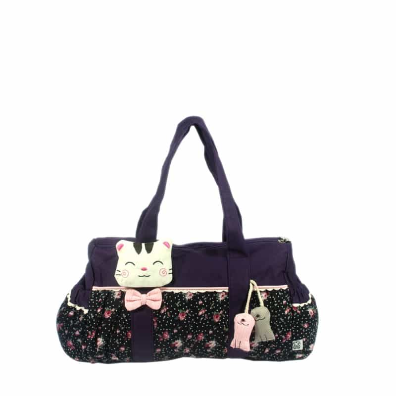 100% Cotton Canvas Shoulder Bag / Swingpack - Cat Catch The Fish