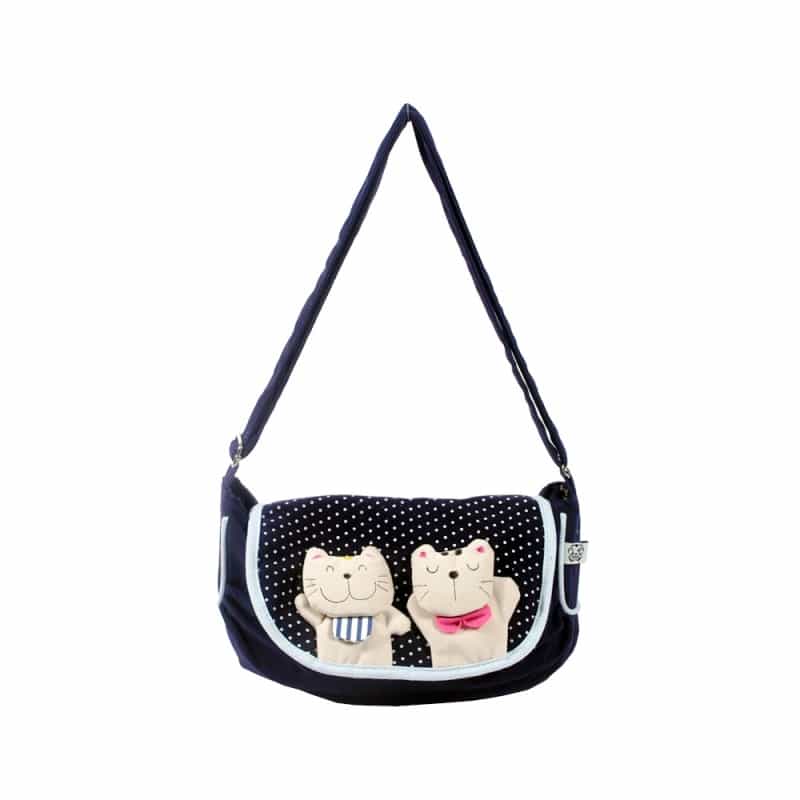 100% Cotton Canvas Shoulder Bag / Swingpack - Lazy Cat