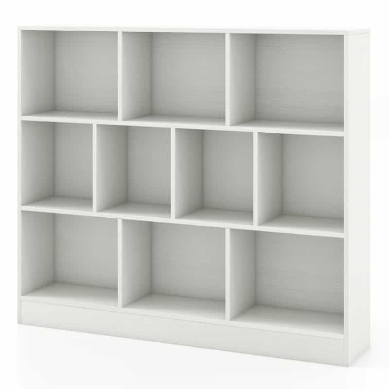 41 Inches Wooden Toy Storage Organizer With 10 Cubes For Kids