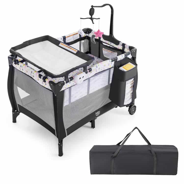 Portable Baby Playard With Changing Table Bassinet And Music Box