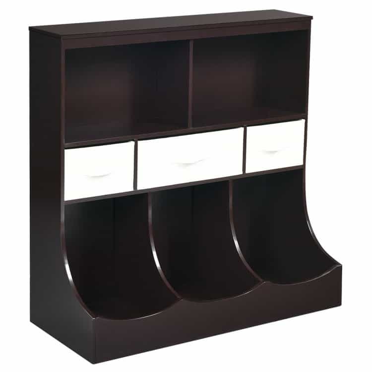 Freestanding Combo Cubby Bin Storage Organizer Unit With 3 Baskets