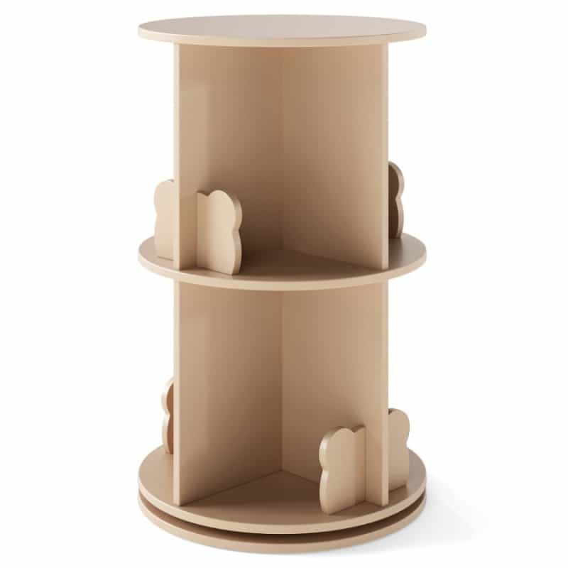 2 Tier Freestanding Kids Rotating Bookshelf Storage Rack With Bear Baffles