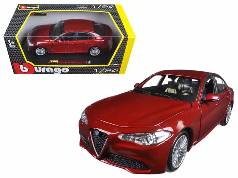 2016 Alfa Romeo Giulia Burgundy 1/24 Diecast Model Car By Bburago