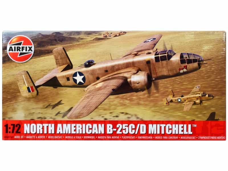 Level 3 Model Kit North American B-25C/D Mitchell Bomber Aircraft With 2 Scheme Options 1/72 Plastic Model Kit By Airfix