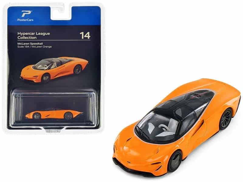 Mclaren Speedtail Mclaren Orange With Black Top "Hypercar League Collection" 1/64 Diecast Model Car By Postercars