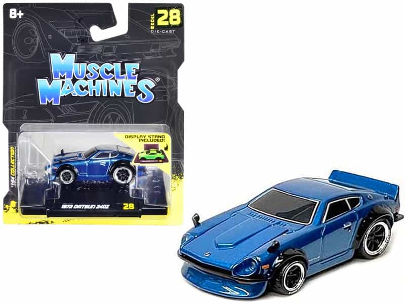 1972 Datsun 240Z Blue Metallic 1/64 Diecast Model Car By Muscle Machines