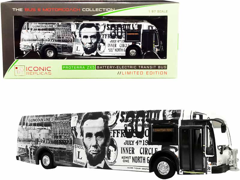 Proterra Zx5 Battery-Electric Transit Bus #9 "Downtown Reno" "Lincoln Line" (Nevada) "The Bus & Motorcoach Collection" 1/87 (Ho) Diecast Model By Iconic Replicas