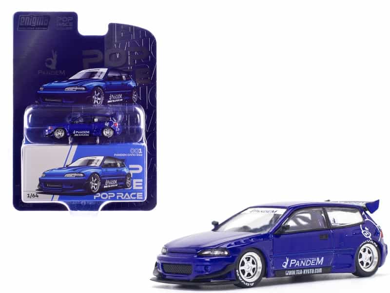 Pandem Civic Eg6 Rhd (Right Hand Drive) Blue Metallic "Enigma Exclusive Edition" 1/64 Diecast Model Car By Pop Race