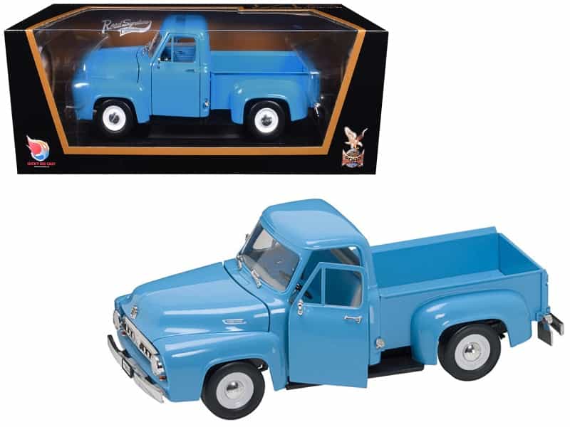 1953 Ford F-100 Pickup Truck Light Blue 1/18 Diecast Model Car By Road Signature