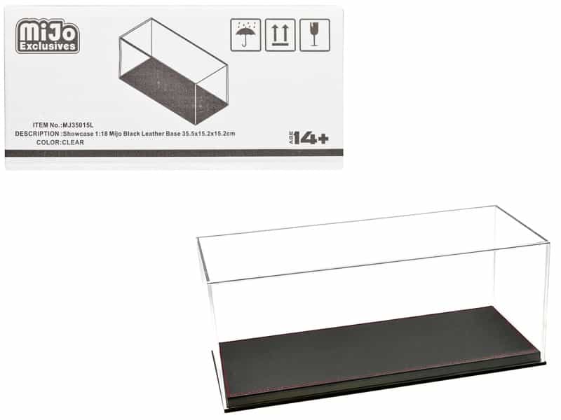 Showcase Acrylic Display Case With Black Synthetic Leather Base "Mijo Exclusives" For 1/18 Scale Models