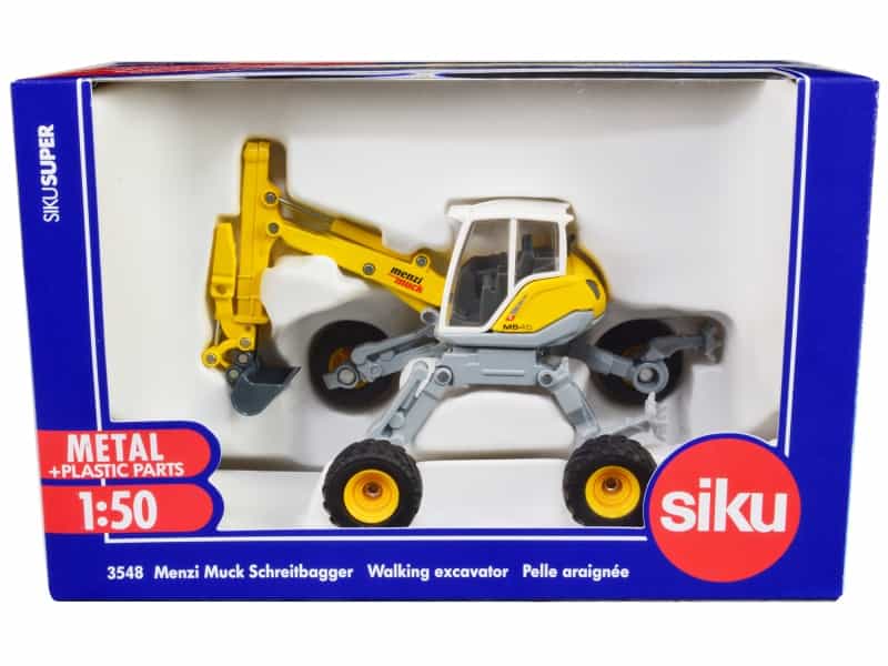 Menzi Muck M545 Walking Excavator Yellow With White Top 1/50 Diecast Model By Siku