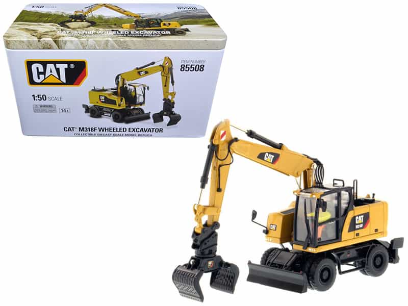 Cat Caterpillar M318f Wheeled Excavator With Operator "High Line Series" 1/50 Diecast Model By Diecast Masters