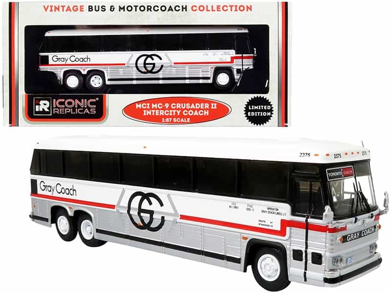 1980 Mci Mc-9 Crusader Ii Intercity Coach Bus "Toronto - Guelph" Ontario (Canada) "Gray Coach" "Vintage Bus & Motorcoach Collection" 1/87 (Ho) Diecast Model By Iconic Replicas