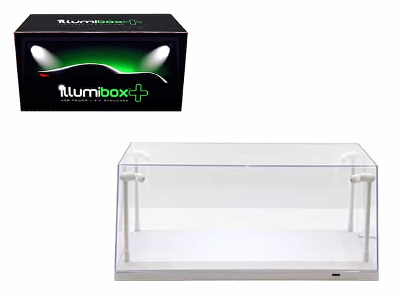 Collectible Display Show Case With Led Lights For 1/18 1/24 Models With White Base By Illumibox