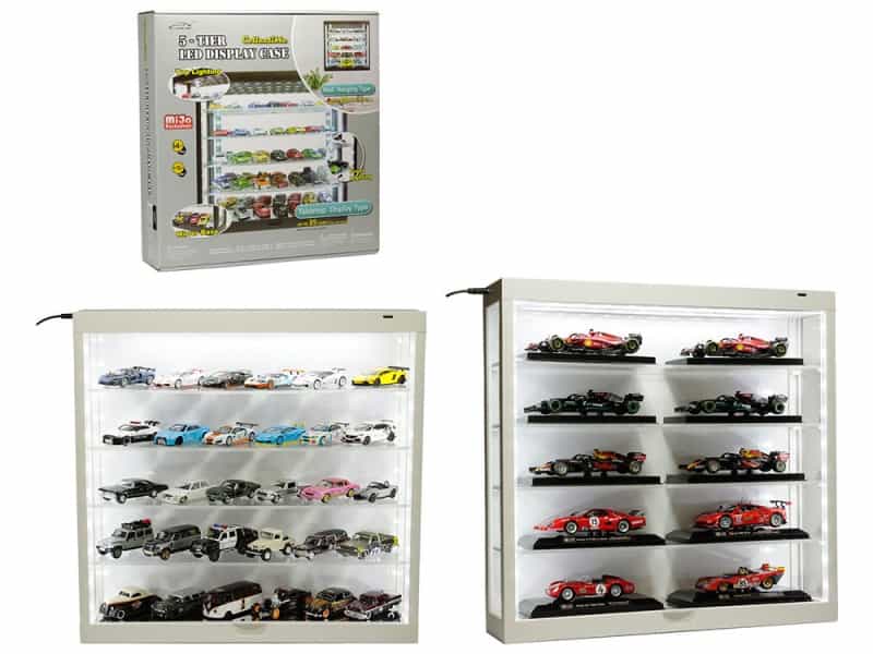 Showcase Wall Mount 5 Tier Display Case White With White Back Panel "Mijo Exclusives" For 1/64-1/43 Scale Models