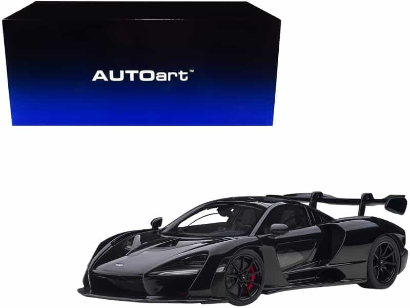 Mclaren Senna Stealth Cosmos Black With Carbon Accents 1/18 Model Car By Autoart