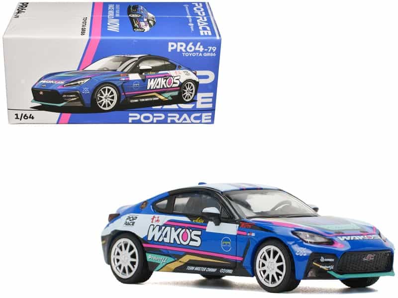 Toyota Gr86 "Wako's" Blue With Graphics 1/64 Diecast Model Car By Pop Race