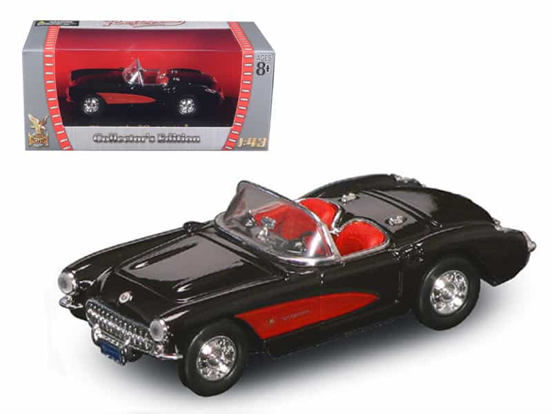 1957 Chevrolet Corvette Convertible Black 1/43 Diecast Model Car By Road Signature