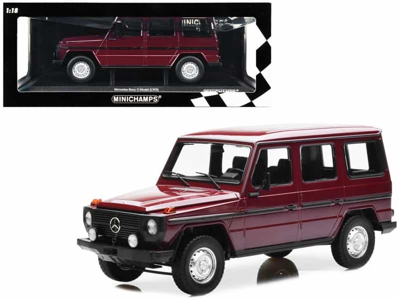 1980 Mercedes-Benz G-Model (Lwb) Dark Red With Black Stripes Limited Edition To 402 Pieces Worldwide 1/18 Diecast Model Car By Minichamps