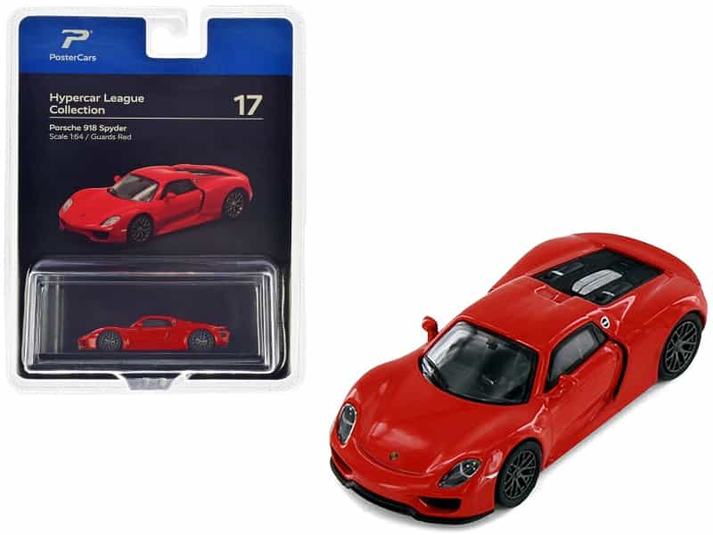 Porsche 918 Spyder Guards Red "Hypercar League Collection" 1/64 Diecast Model Car By Postercars