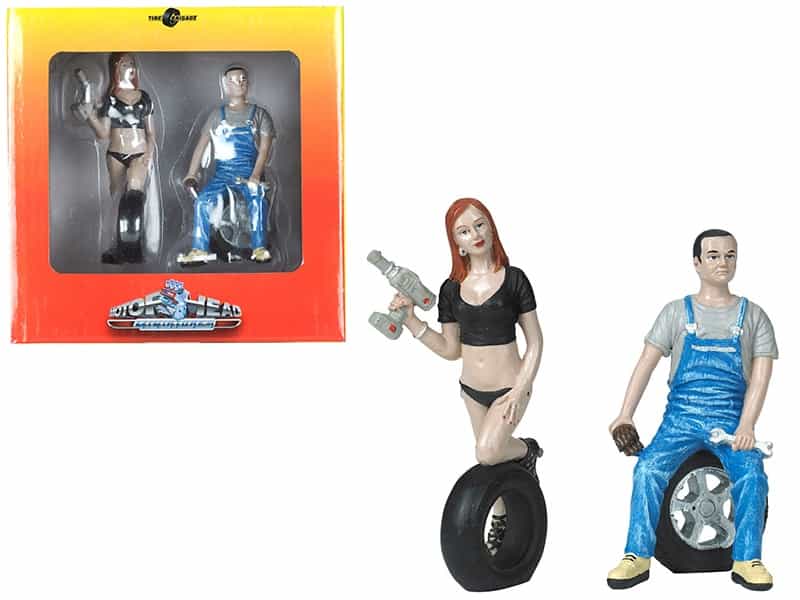 Michele And Derek Tire Brigade 2 Piece Figurine Set 1/18 By Motorhead Miniatures