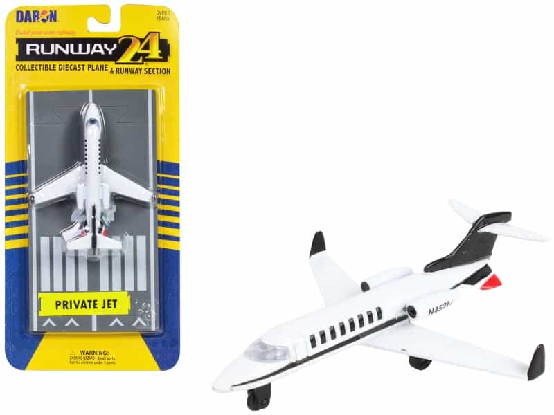 Private Jet Commercial Aircraft White With Black Tail "N452ij" With Runway Section Diecast Model Airplane By Runway24