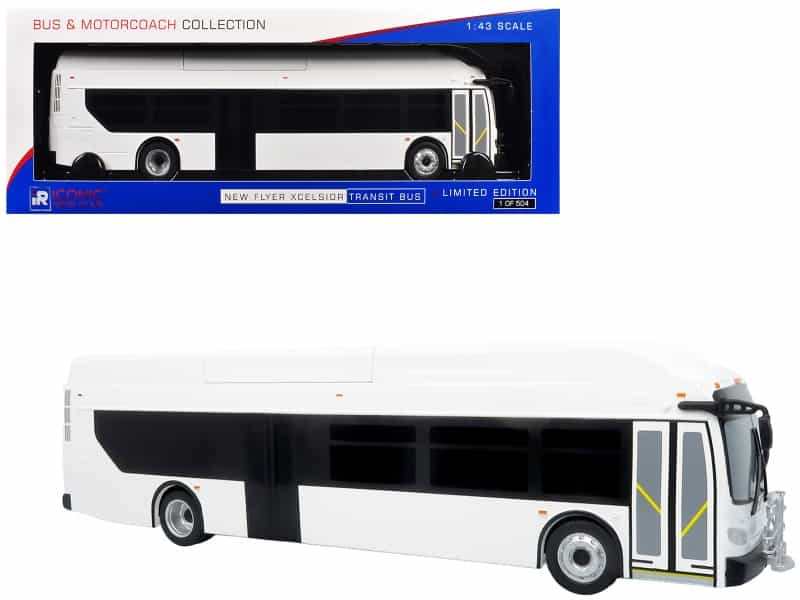 New Flyer Xcelsior Transit Bus Bank White "The Bus & Motorcoach Collection" Limited Edition To 504 Pieces Worldwide 1/43 Model By Iconic Replicas