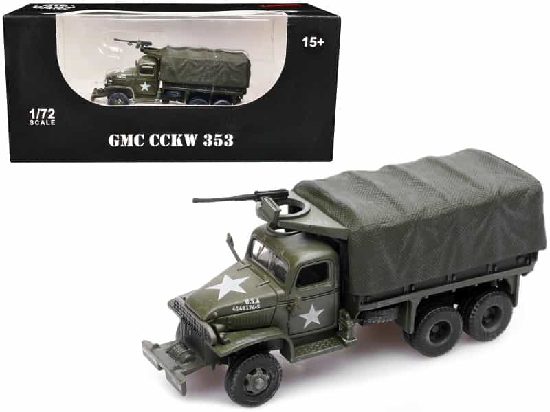 Gmc Cckw 353 Truck With Mounted Gun Olive Drab "4148174-S" Us Army World War Ii 1/72 Diecast Model By Legion
