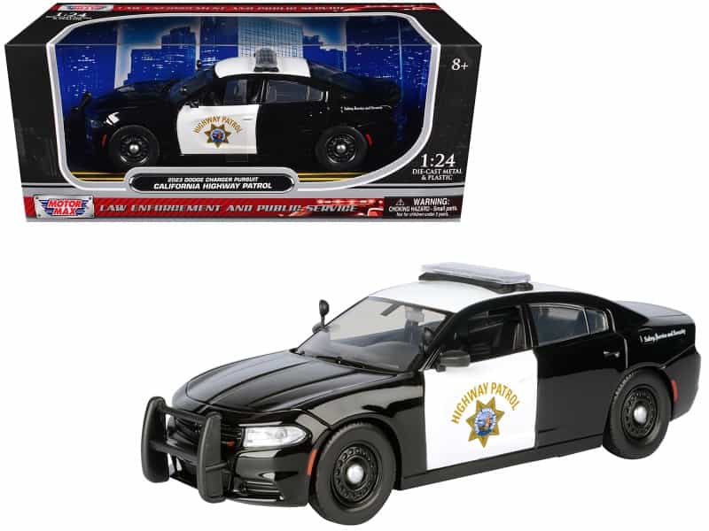 2023 Dodge Charger Pursuit Police Car "California Highway Patrol" Black And White "Law Enforcement And Public Service" Series 1/24 Diecast Model Car By Motormax