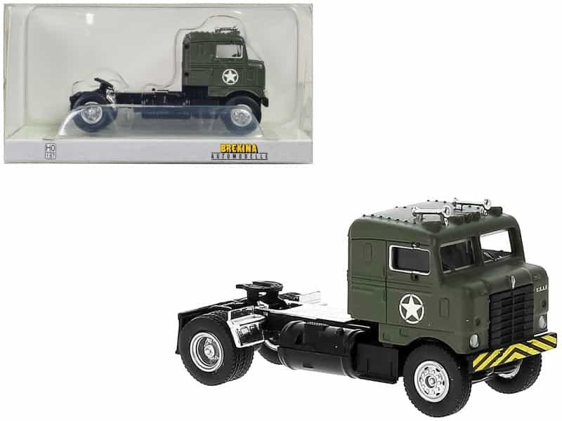 1950 Kenworth Bullnose Truck Tractor Olive Drab "United States Air Force" 1/87 (Ho) Scale Model Car By Brekina