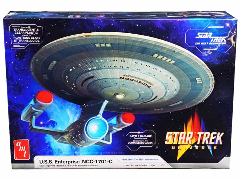 Skill 2 Model Kit U.S.S. Enterprise Ncc-1701-C Space Ship "Star Trek: The Next Generation" (1987) Tv Series 1/1400 Scale Model By Amt