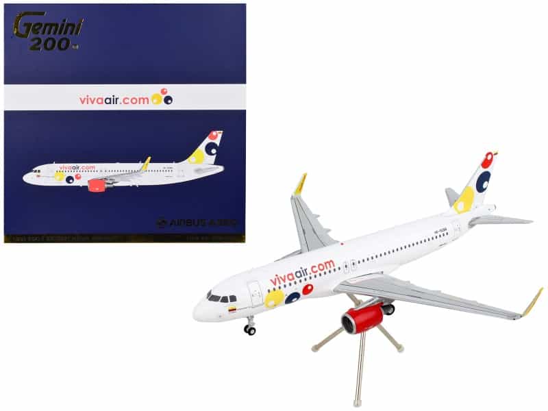 Airbus A320 Commercial Aircraft "Viva Air" White With Tail Graphics "Gemini 200" Series 1/200 Diecast Model Airplane By Geminijets