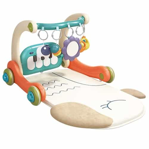 Babyluv 3 In 1 Baby Gym Playmat With Learning Walker Baby Playmat With Piano Keyboard Game Panel 5 Fun Rattle Toys For 0-12 Months Old Musical Activity Center