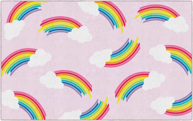 Hello Sunshine Whimsical Rainbow Pink 7'6" X 12'