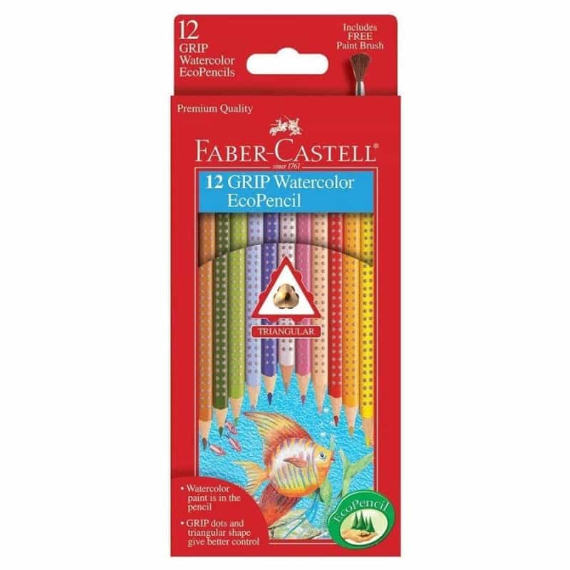Faber Castell Grip Triangular Water Color Ecopencils 12 Count
