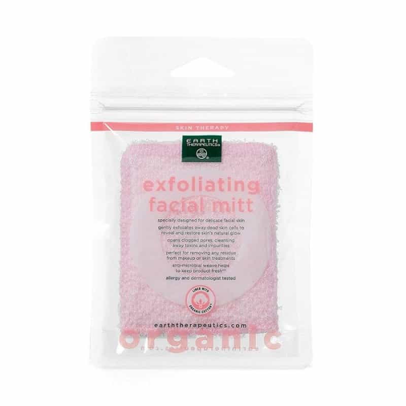 Earth Therapeutics Organic Cotton Pink Facial Mitt