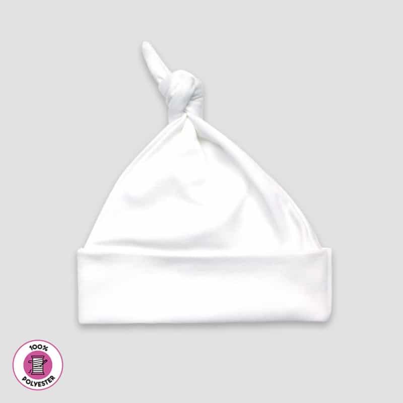 Baby Knotted Beanie Hats – White – 100% Polyester