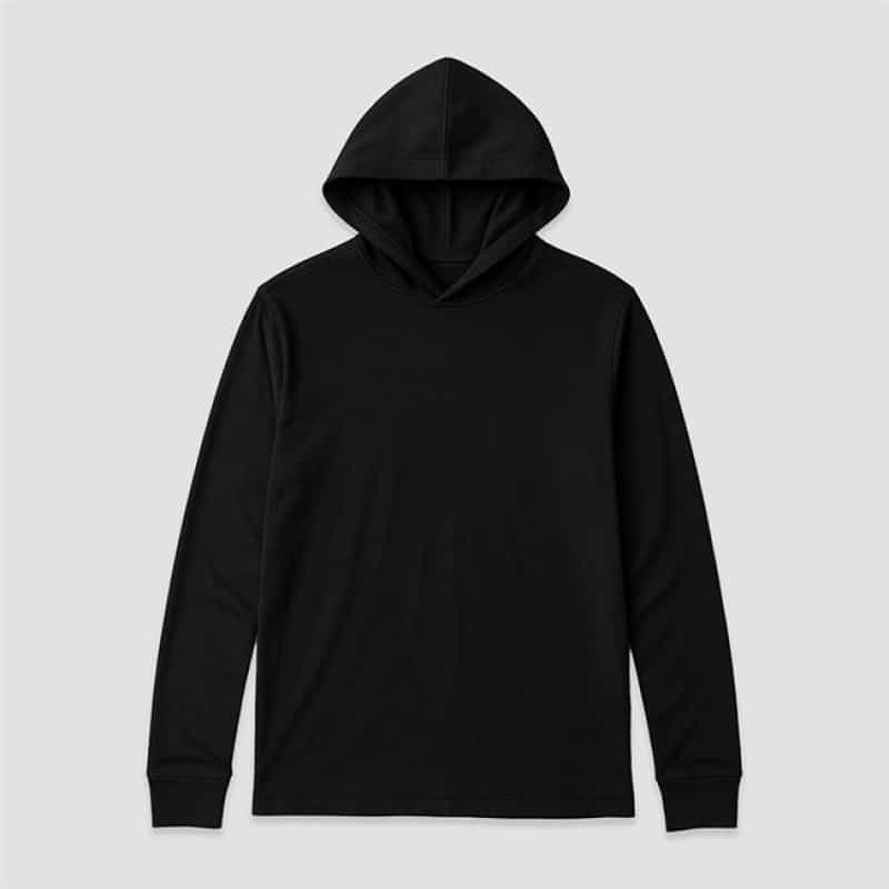 Long Sleeve Hooded Tees – Black – 65% Polyester / 35% Cotton