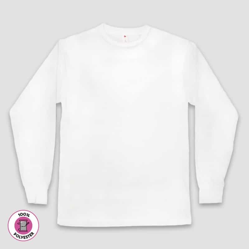 Men’S Long Sleeve T-Shirts – White – 100% Polyester