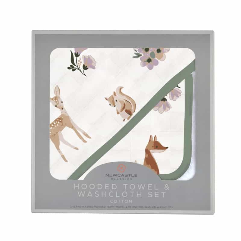 Sierra Fox And Deer Cotton Hooded Towel And Washcloth Set