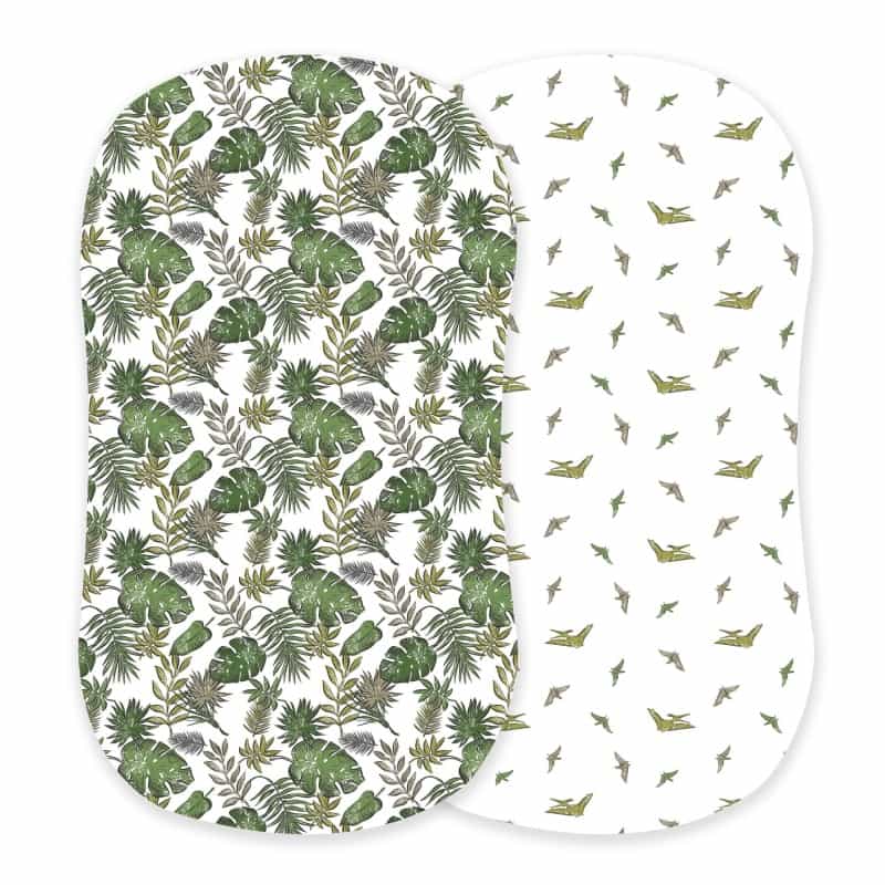 Tropical Forest And Pteranodon Cotton Changing Pad Cover/Bassinet Sheets