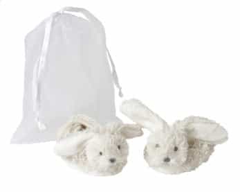 Ivory Rabbit Richie Slippers In Organza Bag By Happy Horse