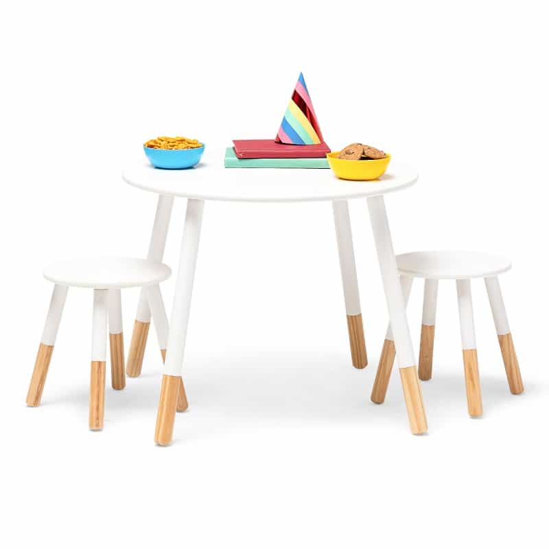 Scandi Table And Chair Set - White/Natural