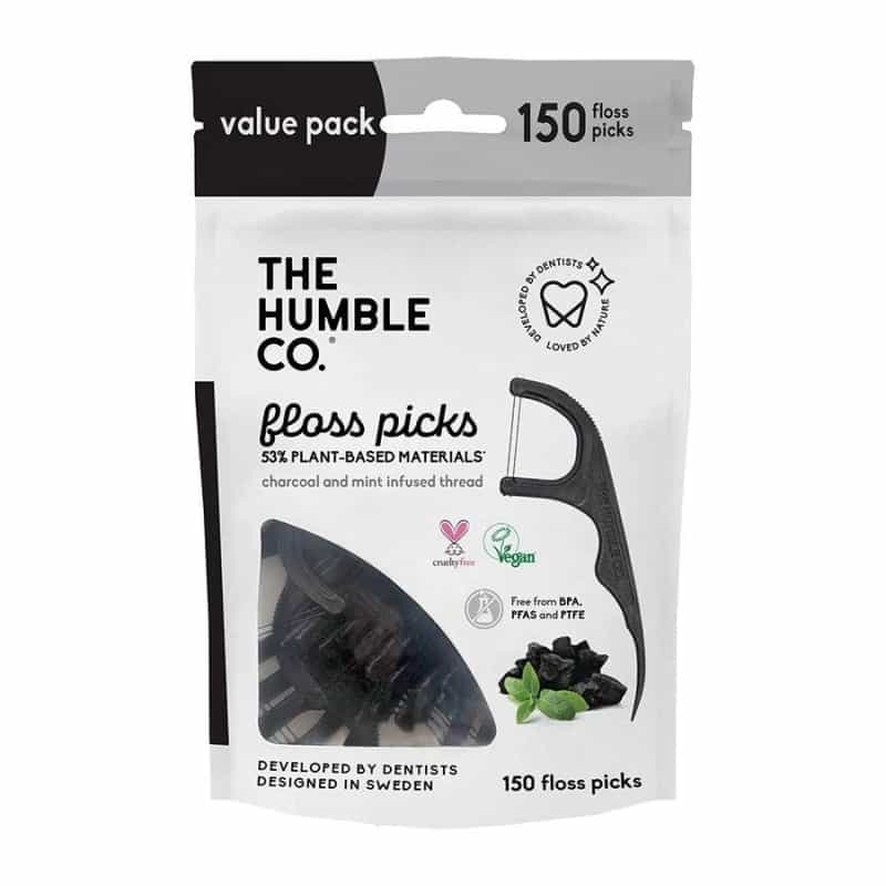 The Humble Co. Charcoal Dental Floss Picks 150 Pieces